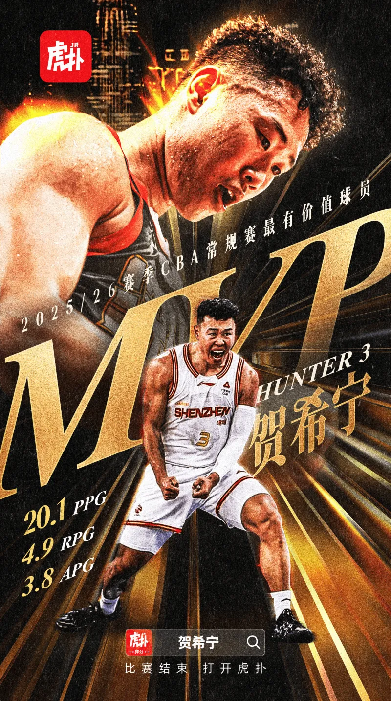 斗球体育官方入口-CBA官方：贺希宁当选常规赛MVP，生涯首次荣获奖项